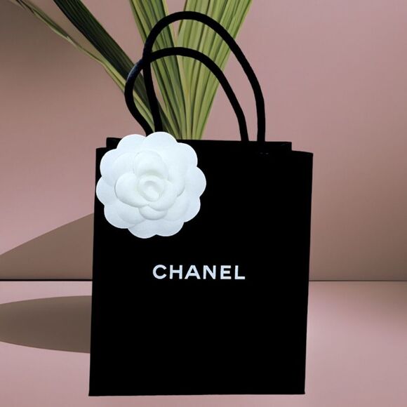 CHANEL SMALL EMPTY BAG AND CAMELLIA FLOWER - Picture 1 of 6